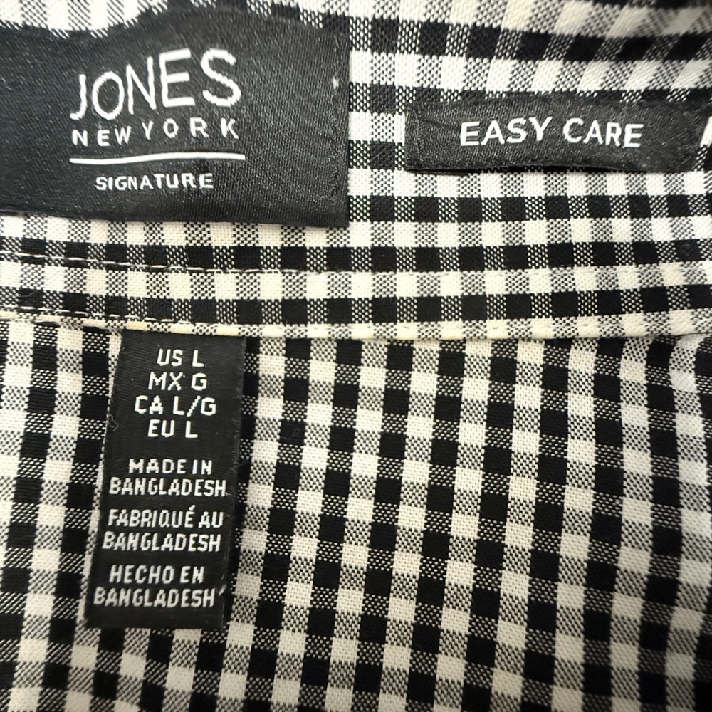 #1)  100% Cotton Jones New York Black and White Checkered Sleeveless Top - Picture 6 of 6